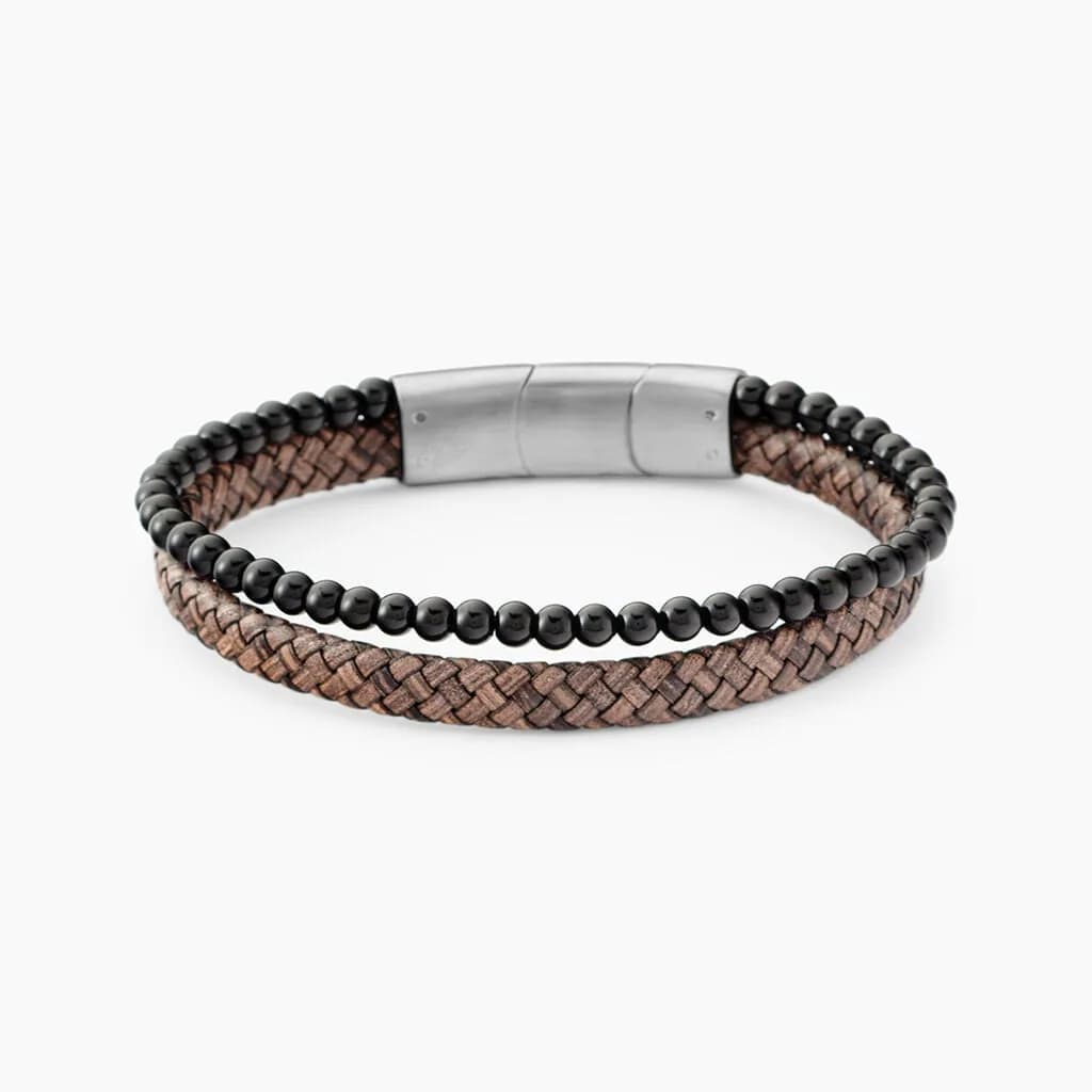 Bracelet Jourdan Cuir De Vache Marron Onyx