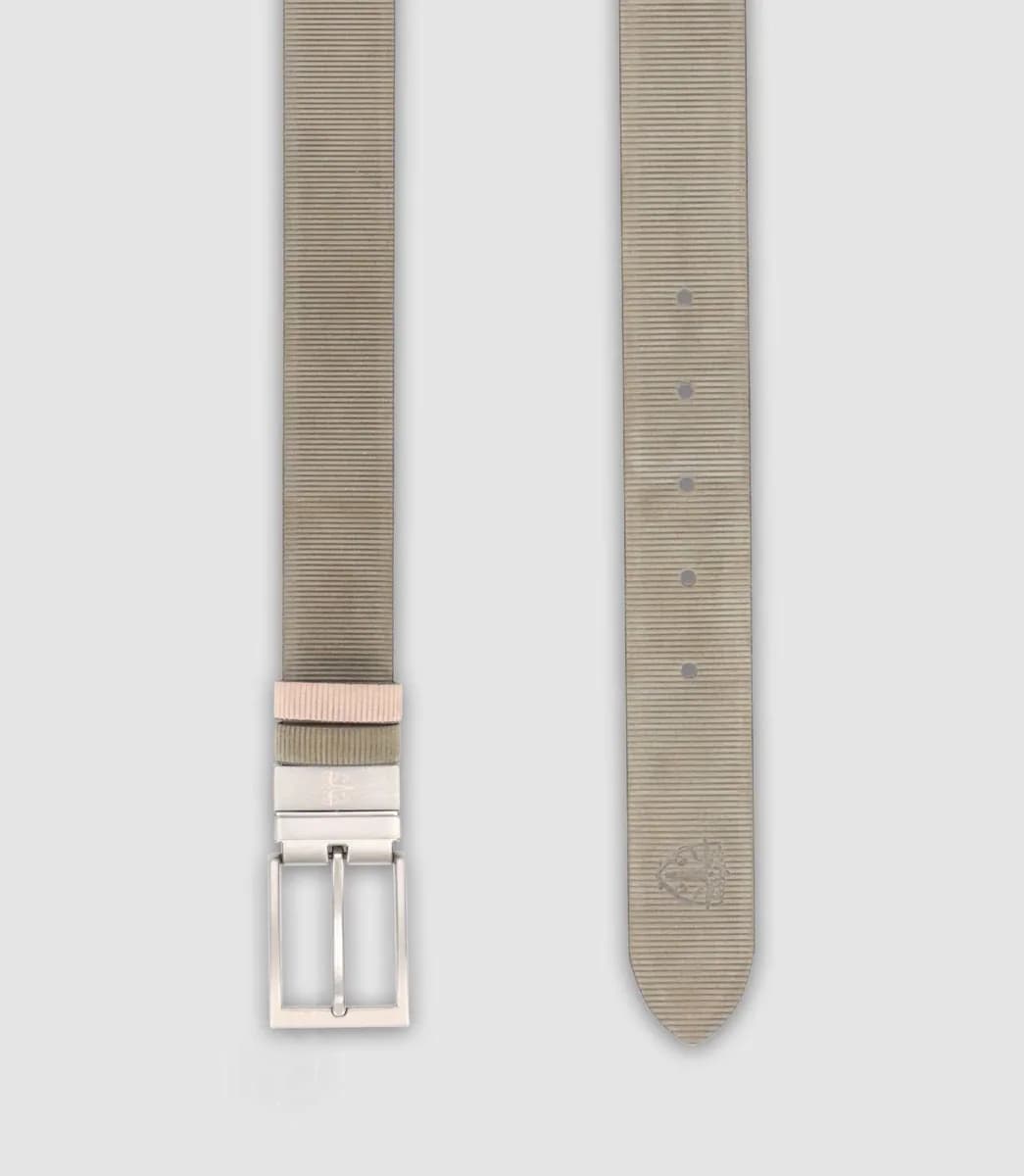Ceinture réversible 35mm kaki et beige CREPI