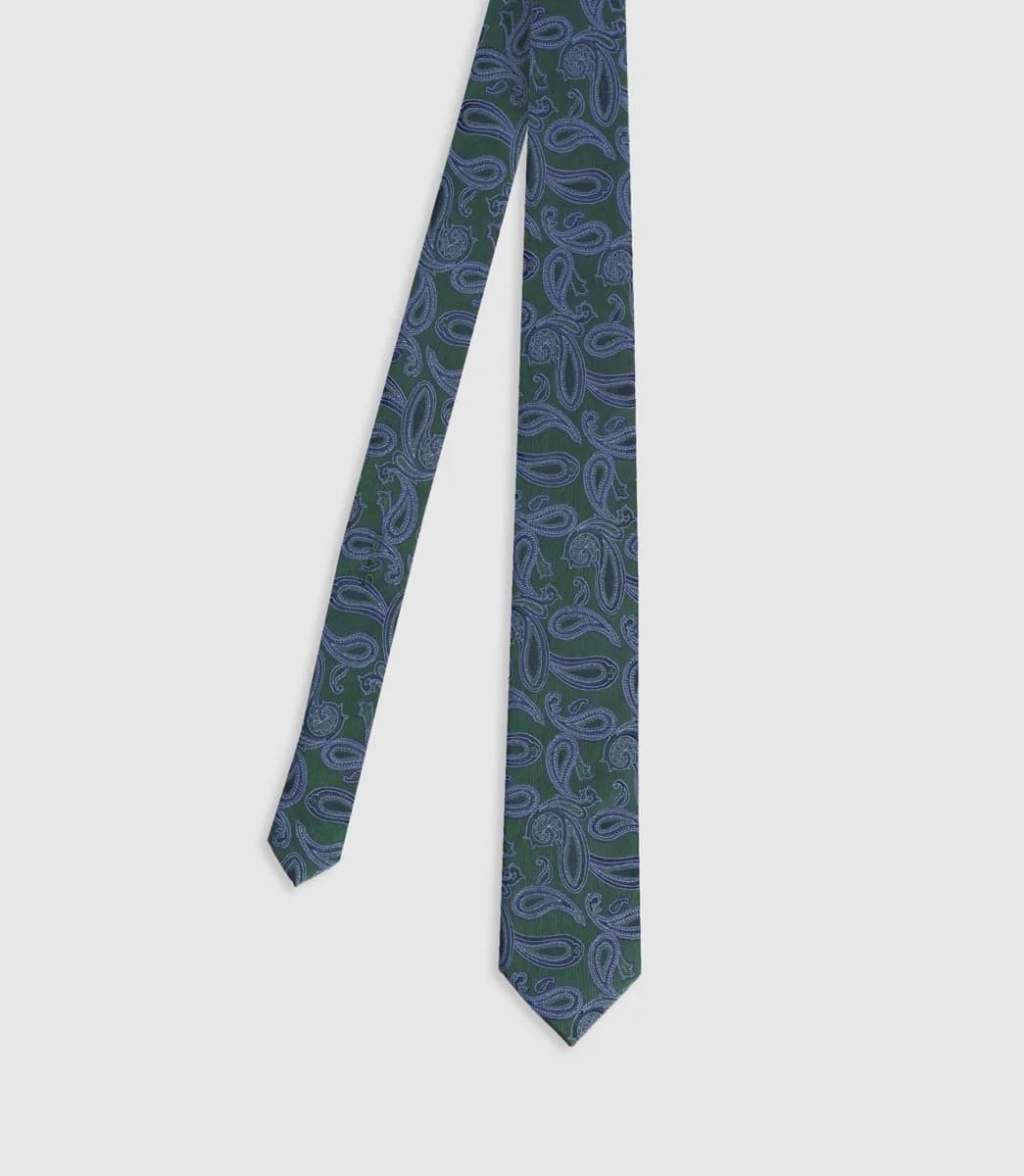 Cravate avec motifs en soie verte