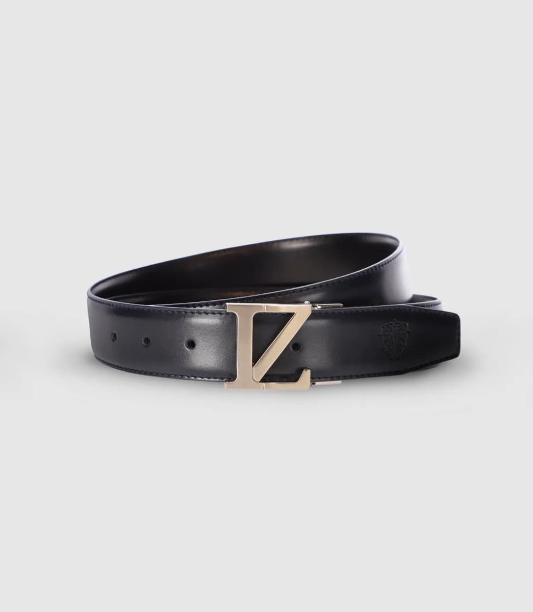 Ceinture réversible avec plaque en métal marine