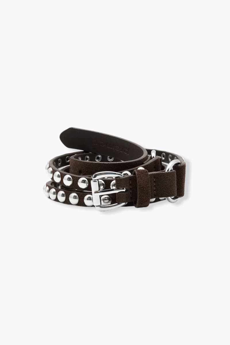 Ceinture cloutée en cuir suédé