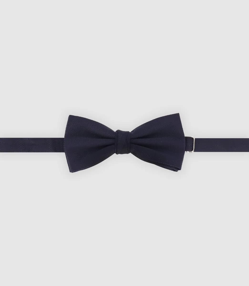 Nœud papillon uni en tissu marine