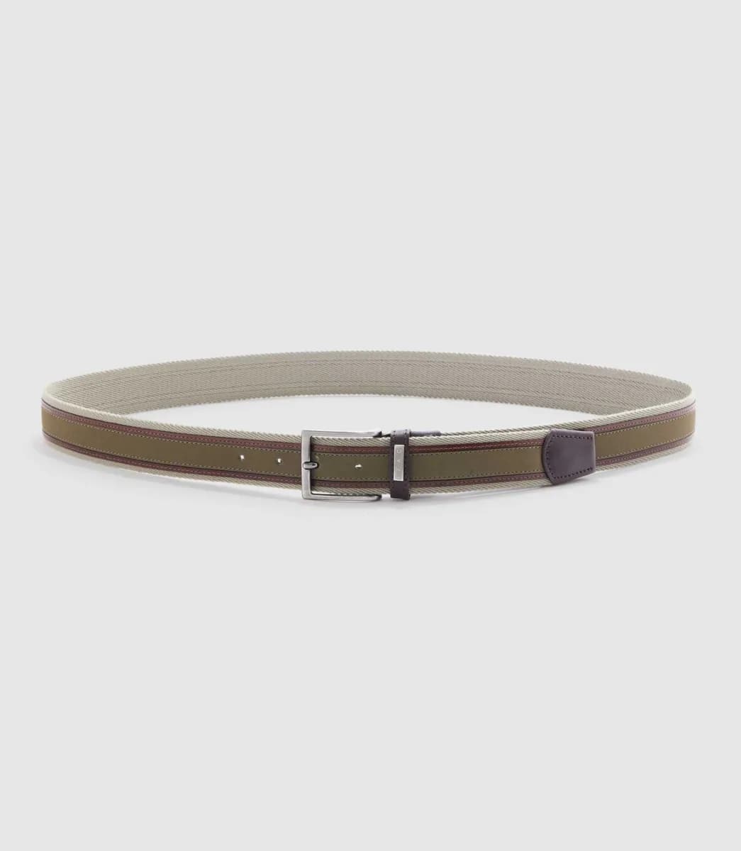 Ceinture ajustable 35mm kaki et marron "Natte"