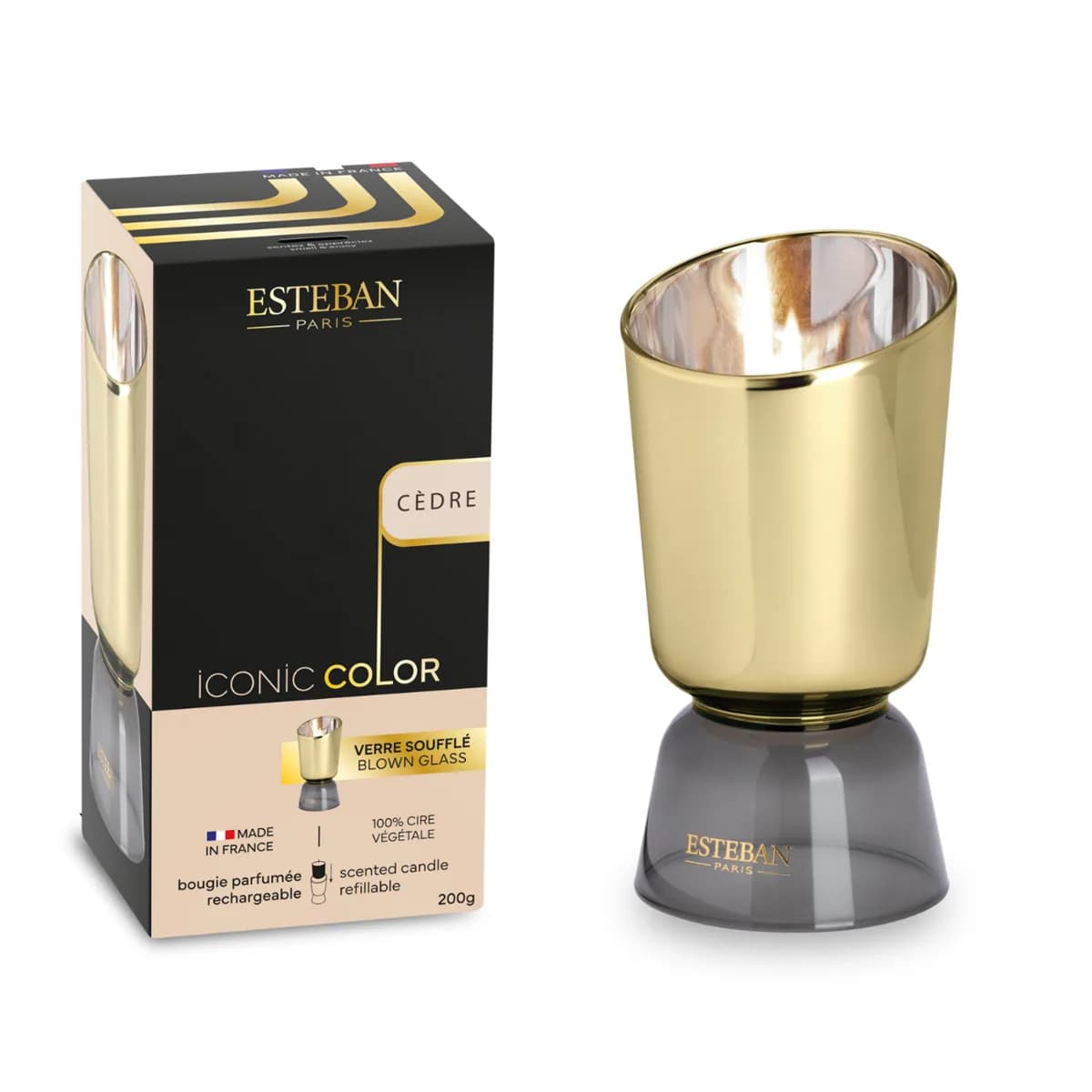Bougie parfumée - Cèdre - Iconic Color - rechargeable - 200g